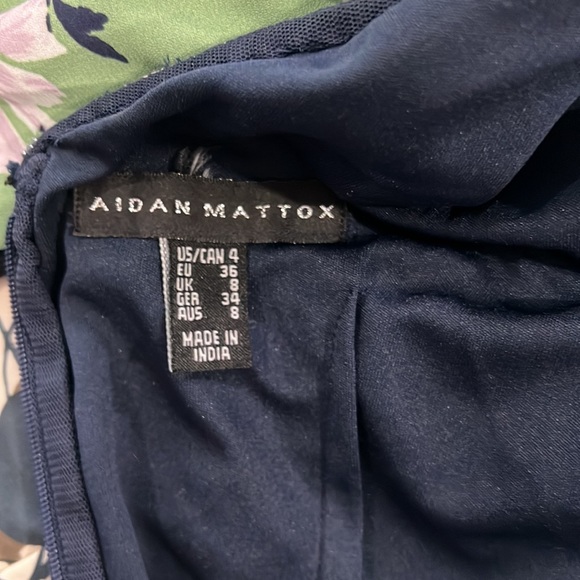 Aidan Mattox Beaded Patterned Blue and White Dress - Picture 8 of 9